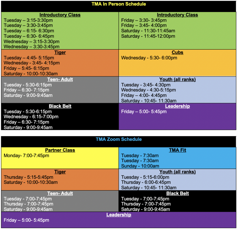 Martial Arts Class Schedule Tri-Valley, CA | Team Martial Arts