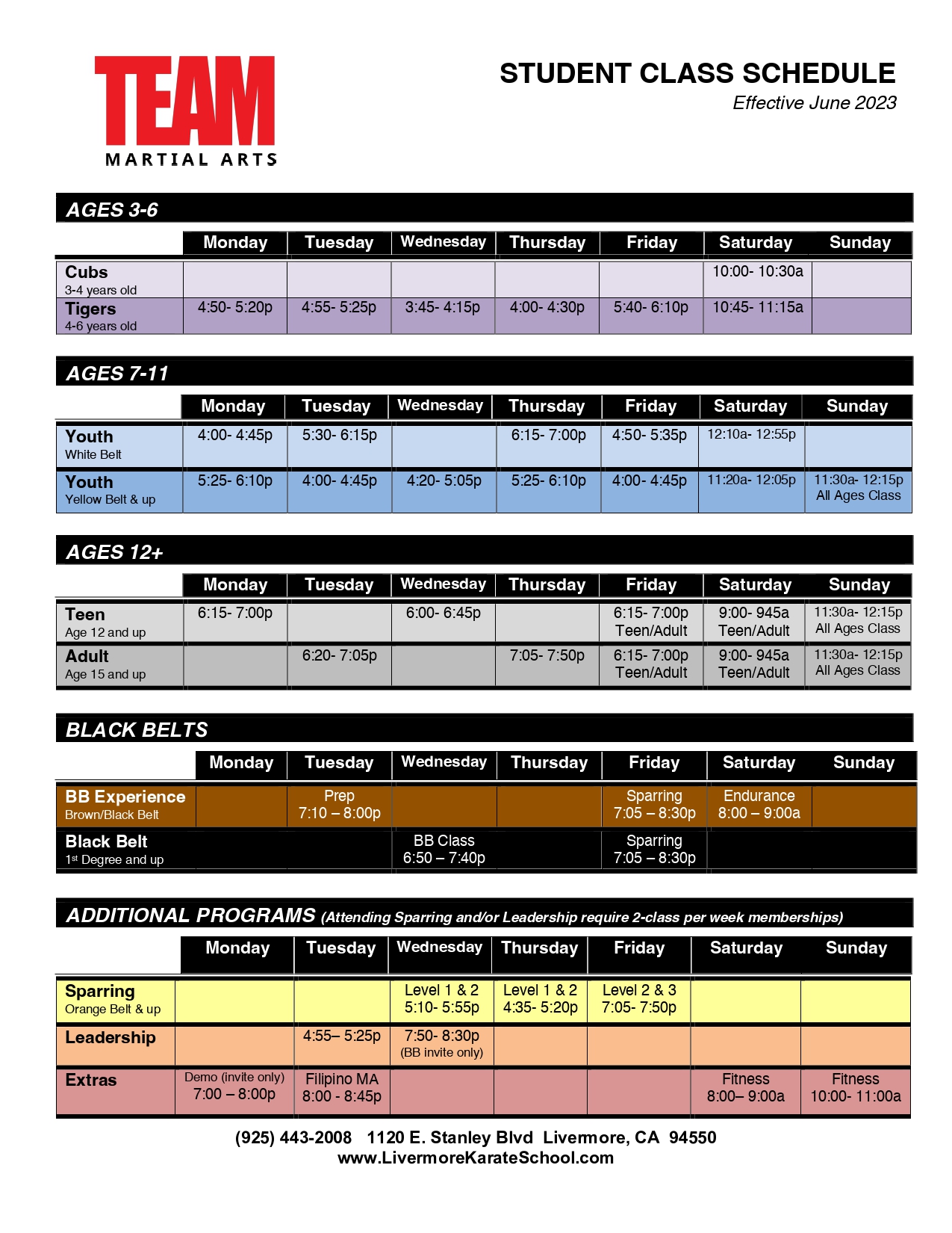 Schedule By Class June 2023